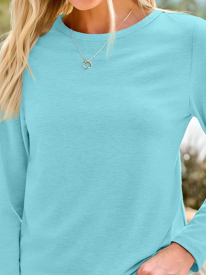 AUTOMET Women‘s Basic Long Sleeve Crewneck, Plus Size Winter & Spring Top, Casual Fall Tee for Teacher & Everyday Outfits