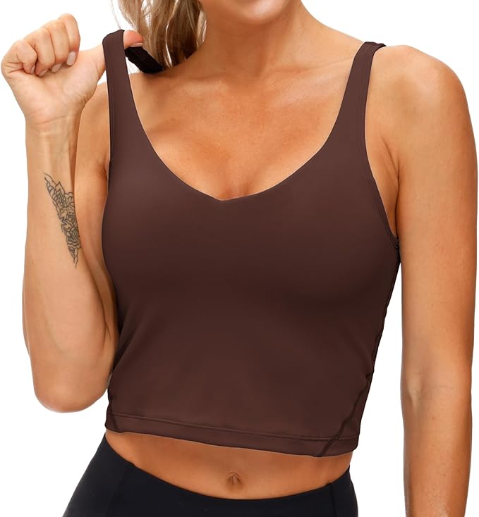 THE GYM PEOPLE Womens' Sports Bra Longline Wirefree Padded with Medium Support