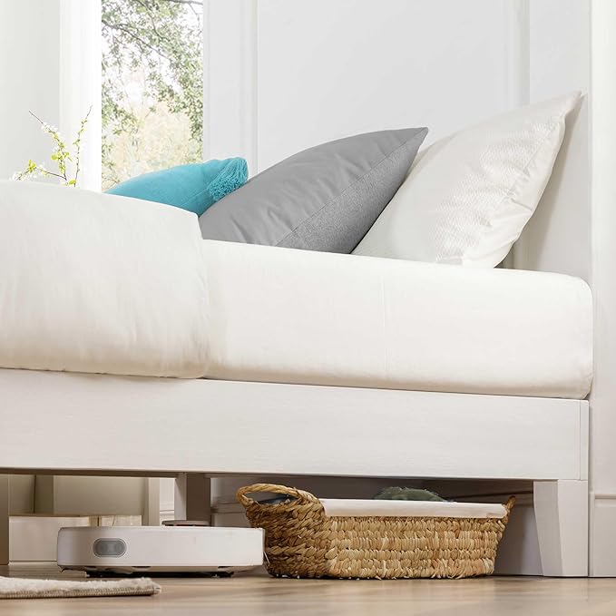 Mellow Naturalista Grand 12 Inch Solid Wood Platform Bed with Wooden Slats, Easy Assembly, Full, White