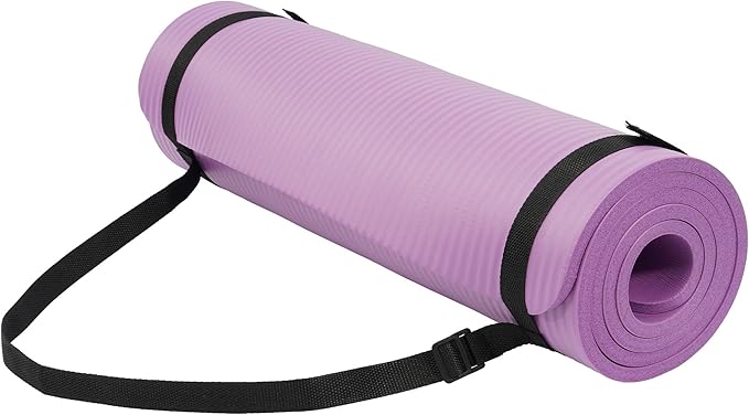 Fitvids Yoga Mat, 1/2-Inch Extra Thick High Density Exercise Mat, Anti-Tear Exercise Yoga Mat with Carrying Strap, Suitable for Various Yoga Exercises