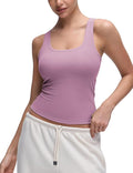 CRZ YOGA Softembrace Scoop Neck Tank Tops for Women - Casual Going Out Soft Double Lined Crop Basic Sleeveless Shirts