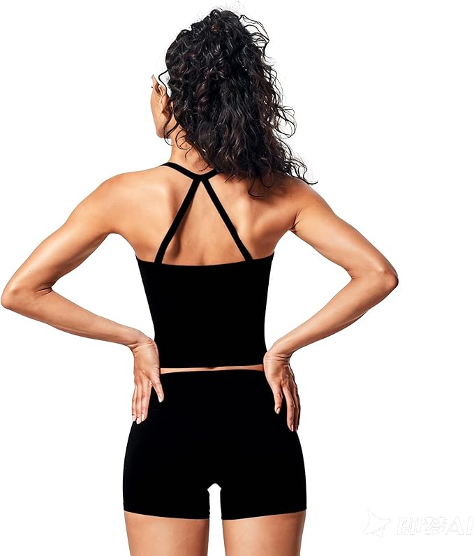 JNINTH Padded Sports Bra Tank Workout Sets for Women Matching High Waist Shorts Gym Yoga Active Wear Outfits
