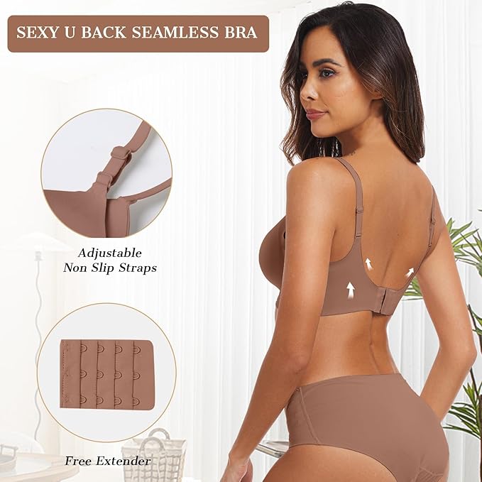 OEAK Womens Wireless Jelly Bras Comfortable Push Up Bra No Underwire Gel Bra Full Support Lift Everyday Seamless Tshirt Bras