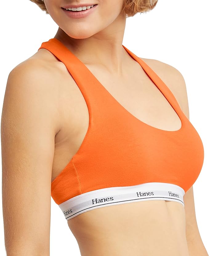 Hanes Women's Originals Racerback Bralette Pack, Breathable Stretch Cotton Bras, 2-Pack