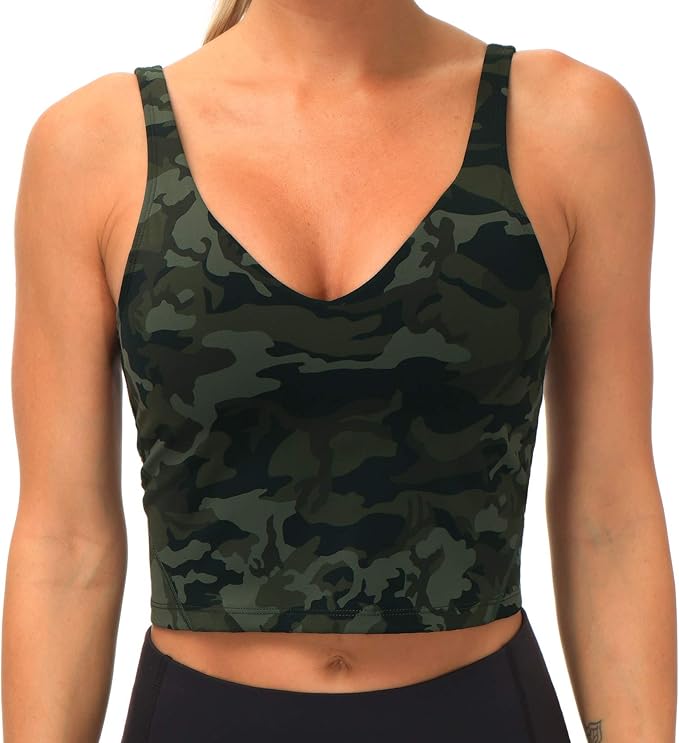 THE GYM PEOPLE Womens' Sports Bra Longline Wirefree Padded with Medium Support