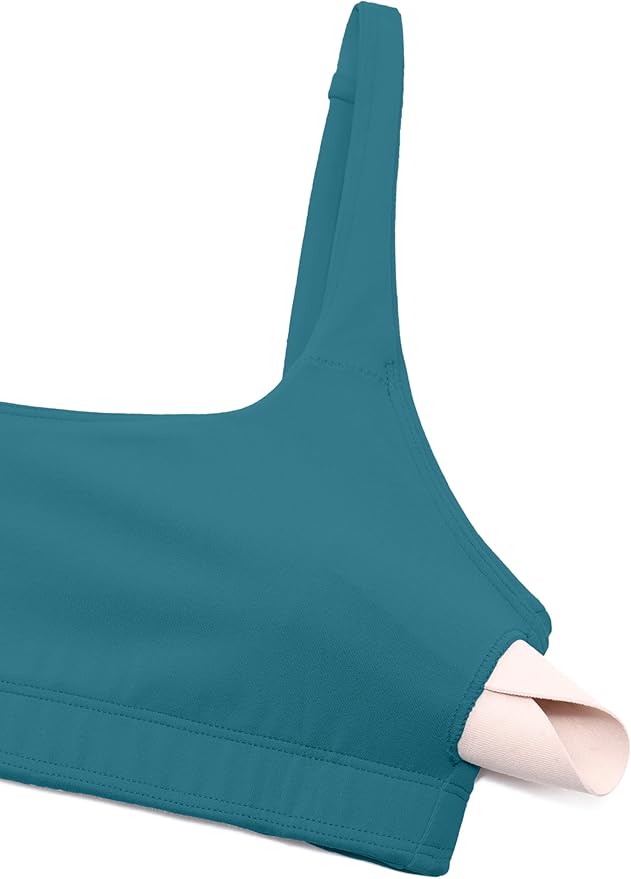 CRZ YOGA Butterluxe Square Neck Spaghetti Strap Sports Bras for Women - Low Coverage Yoga Wireless Padded Cami Crop Top