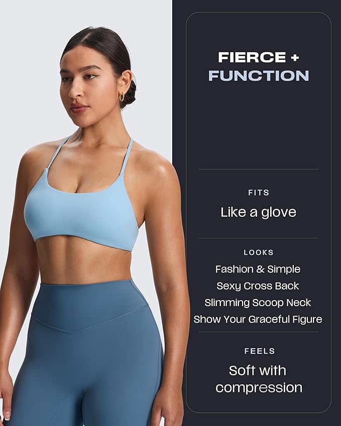 Aoxjox Women's Workout Sports Bras Fitness Trinity Ivy Low Impact Bra Yoga Crop Tank