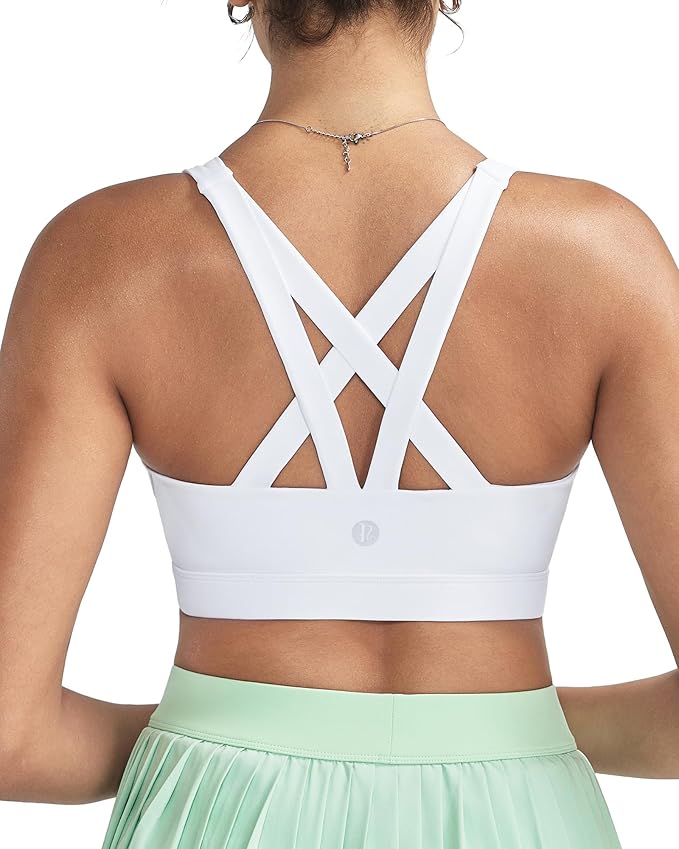 RUNNING GIRL Sports Bras for Women,Padded Strappy Sports Bras Criss-Cross Back Medium Support Sports Bras with Removable Cups