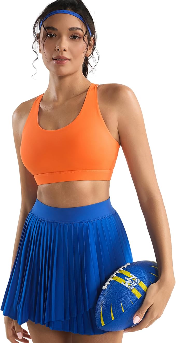 RUNNING GIRL Sports Bras for Women,Padded Strappy Sports Bras Criss-Cross Back Medium Support Sports Bras with Removable Cups