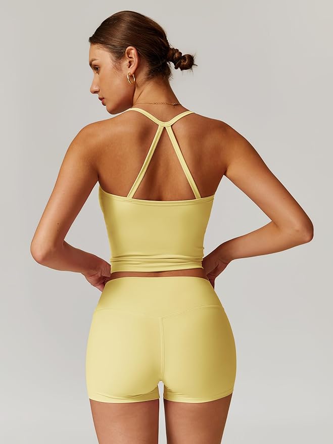 IMEKIS Women's Workout Sets 2 Piece Yoga Outfit High Waisted Biker Shorts Leggings Sports Bra Gym Fitness Clothes Tracksuit