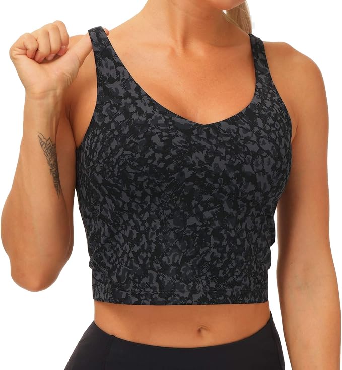 THE GYM PEOPLE Womens' Sports Bra Longline Wirefree Padded with Medium Support