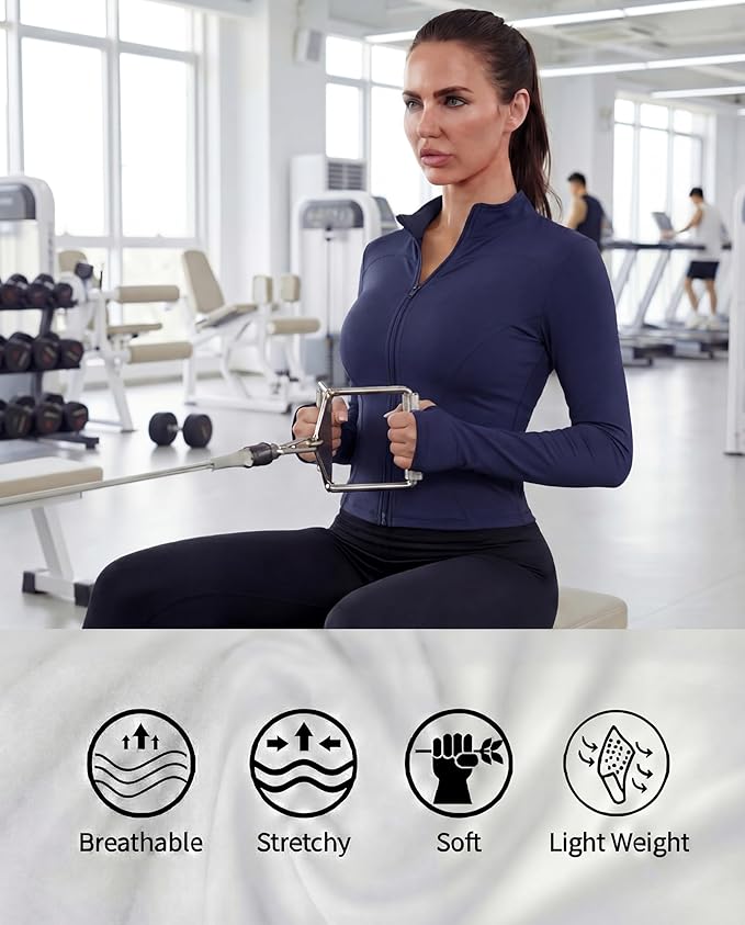Shyyween 3 Pack Women's Workout Jacket Slim Fit Cropped Jacket Zip up Athletic Tops with Thumb Hole Running Gym Yoga