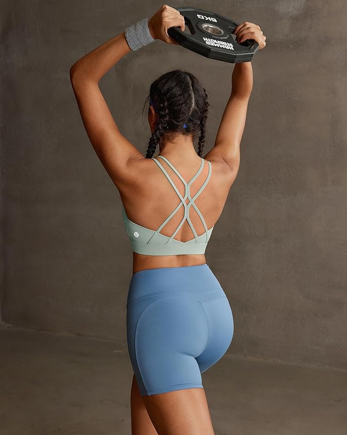 RUNNING GIRL Sports Bras for Women,Strappy Crisscross Back Padded Low Impact Running Sports Bra with Removable Cups
