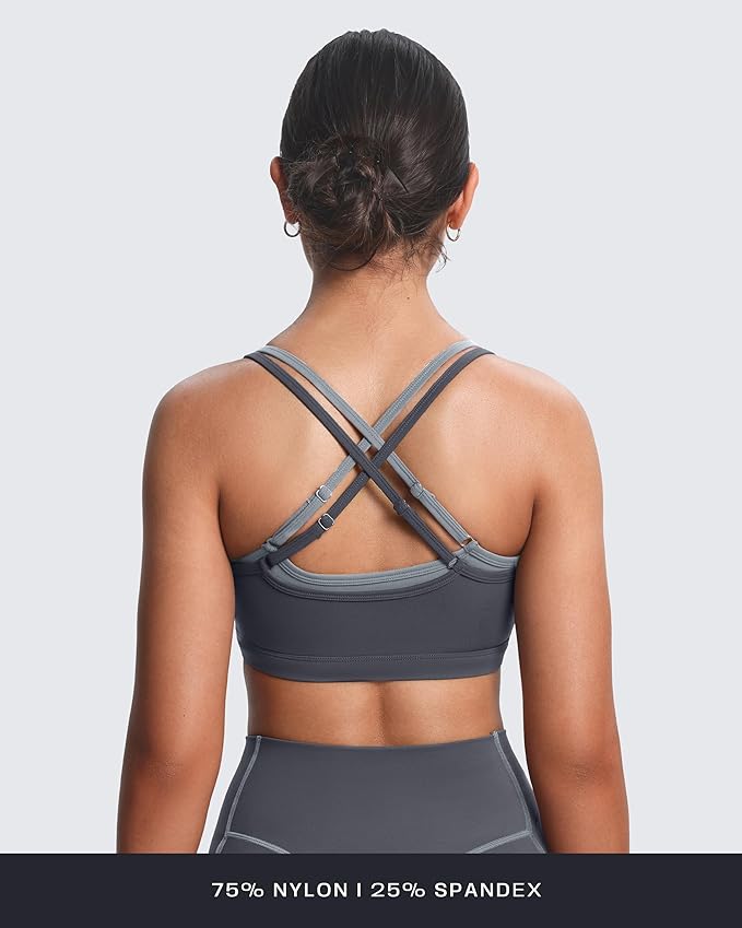 Aoxjox Women's Workout Sports Bras Takes Two Bra High Impact Training Fitness Running Yoga Crop Tank
