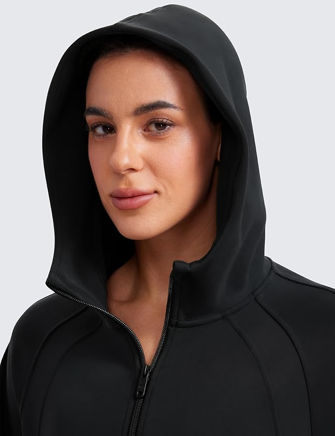 CRZ YOGA Womens SoftAura Full Zip Up Hoodie Workout Casual Hooded Sweatshirt Long Sleeve Athletic Jacket