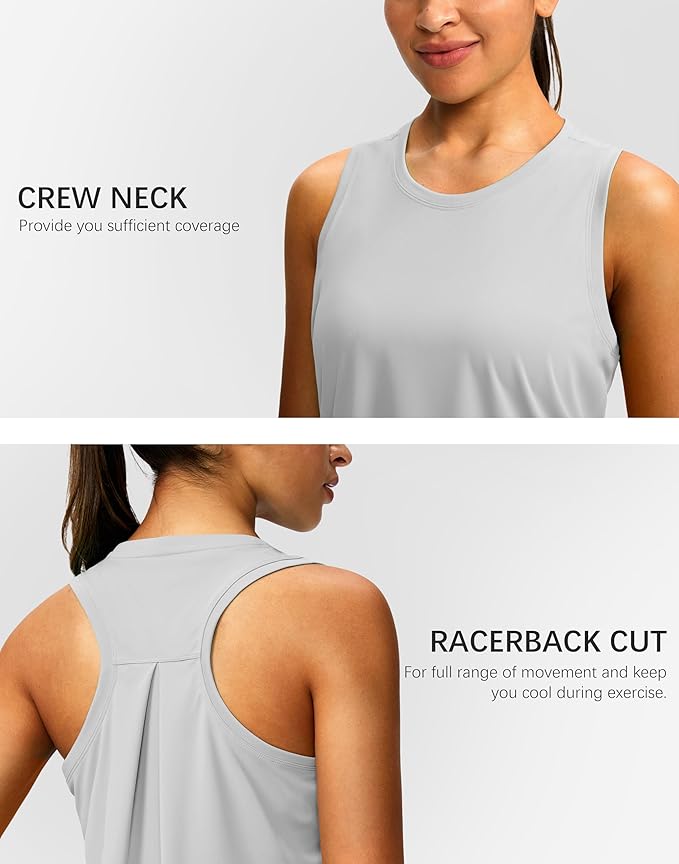 Women's Workout Tops Racerback Athletic Tank Tops Sleeveless Loose Fit Yoga Running Gym Shirts for Women