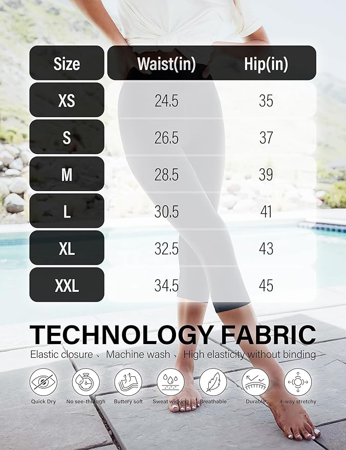 High Waisted Leggings with Pockets for Women Buttery Soft Full Length Capri Workout Yoga Pants