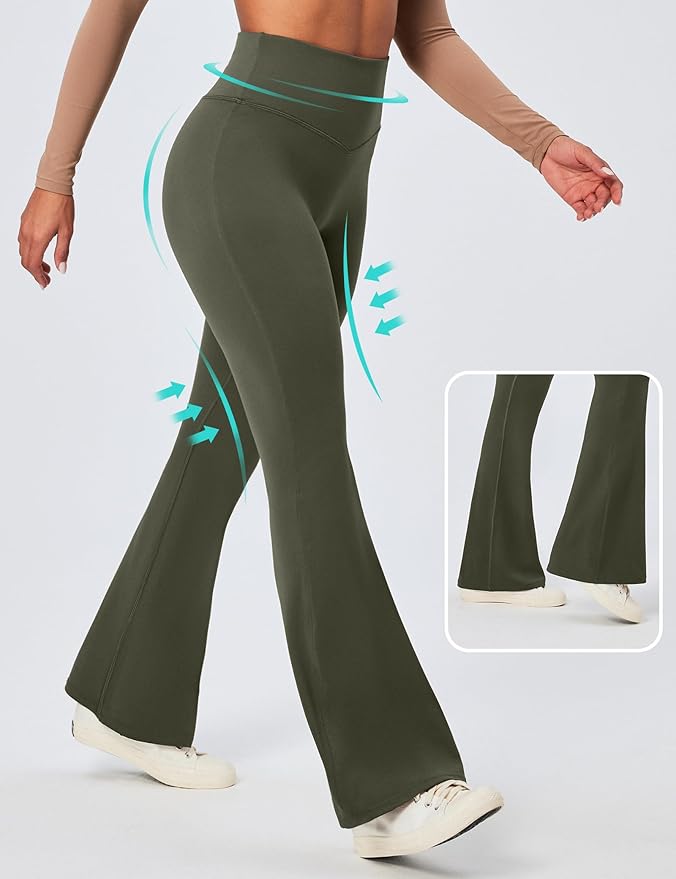 IUGA Flare Leggings for Women Tummy Control Flared Leggings No Front Seam Yoga Pants Women High Waisted Workout Bell Bottoms