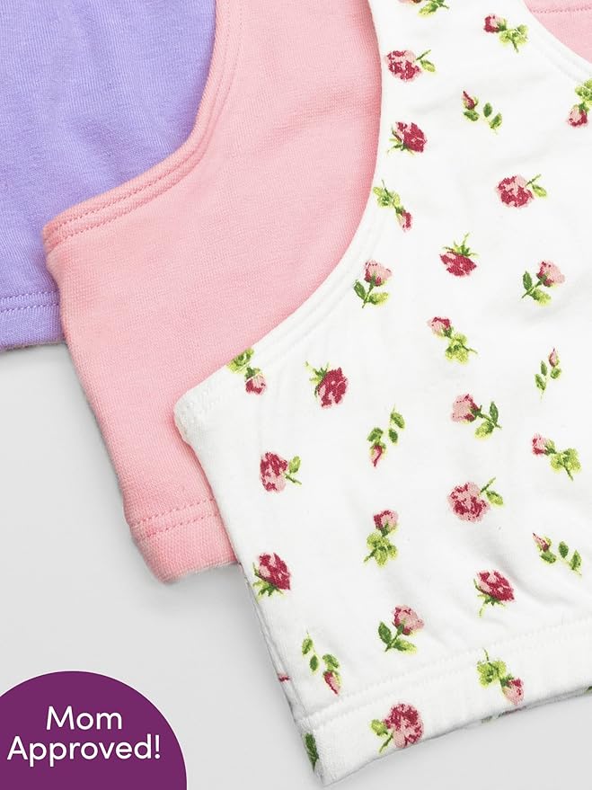 Fruit of the Loom girls Multi Pack Cotton Built -Up Stretch Sports Bra Available in 6 Packs!