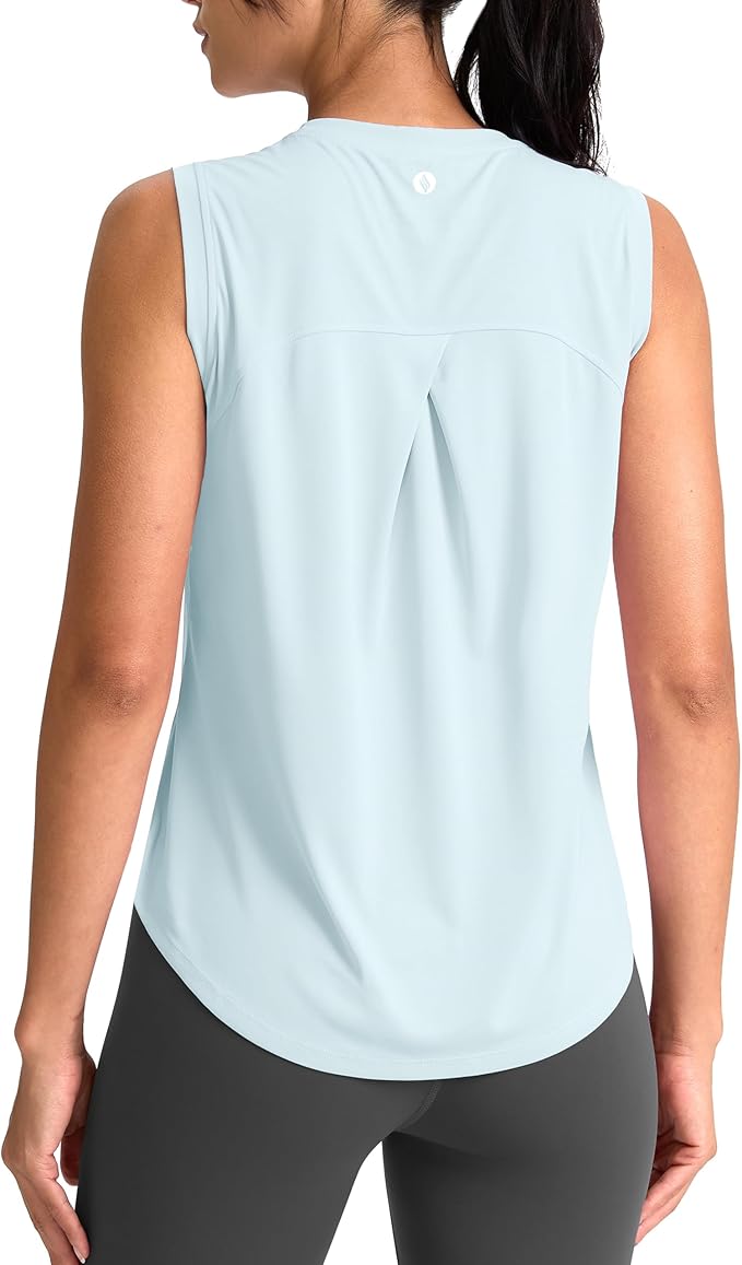 SANTINY Women's Sleeveless Workout Tops Breathable Lightweight Active Tennis Yoga Shirts Athletic Running Tank Tops for Women