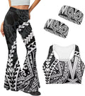 4 Piece Gym Sets Women Racerback Sports Bra with Back Pocket, Matching Flare Yoga Pants And Sweatband
