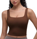 CRZ YOGA Butterluxe Square Neck Crop Tank Tops for Women - Workout Longline Sports Bras Padded Yoga Camisole