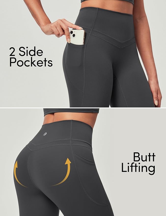 IUGA Compression Leggings with Pockets for Women Tummy Control Leggings No Front Seam Workout High Waist Yoga Pants