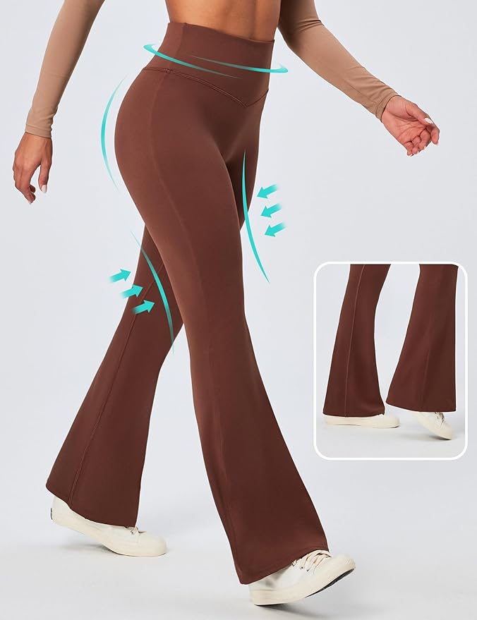IUGA Flare Leggings for Women Tummy Control Flared Leggings No Front Seam Yoga Pants Women High Waisted Workout Bell Bottoms