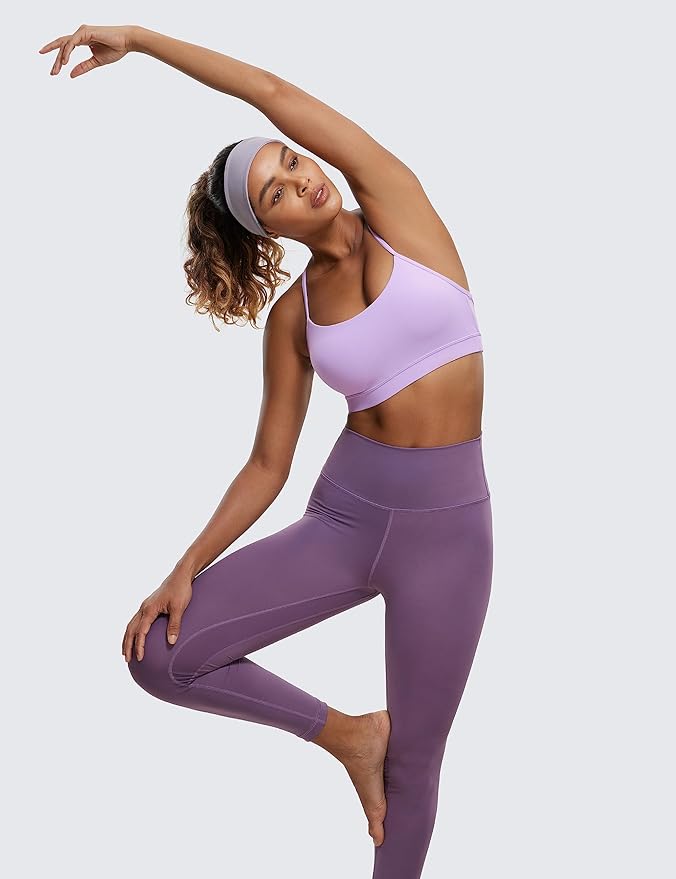 CRZ YOGA Butterluxe Y Back Sports Bras for Women - Padded Racerback Low Impact Spaghetti Thin Strap Workout Yoga Top