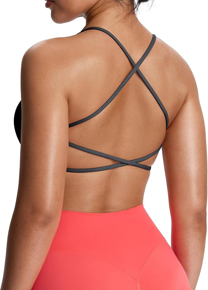 Aoxjox Women's Workout Sports Bras Fitness Trinity Ivy Low Impact Bra Yoga Crop Tank