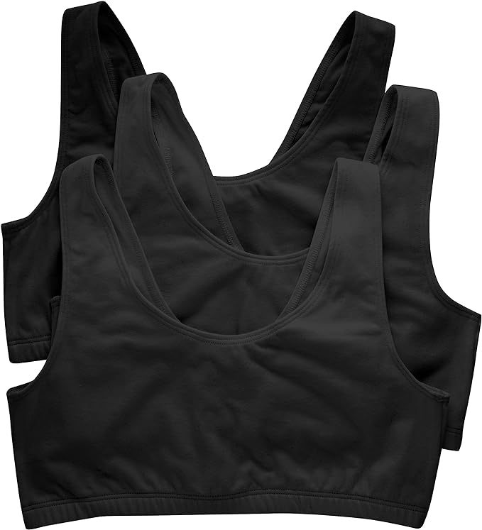 Hanes Women's Pack, Cotton Scoopneck Bralette, Low-Impact Sports Bra, 3-Pack
