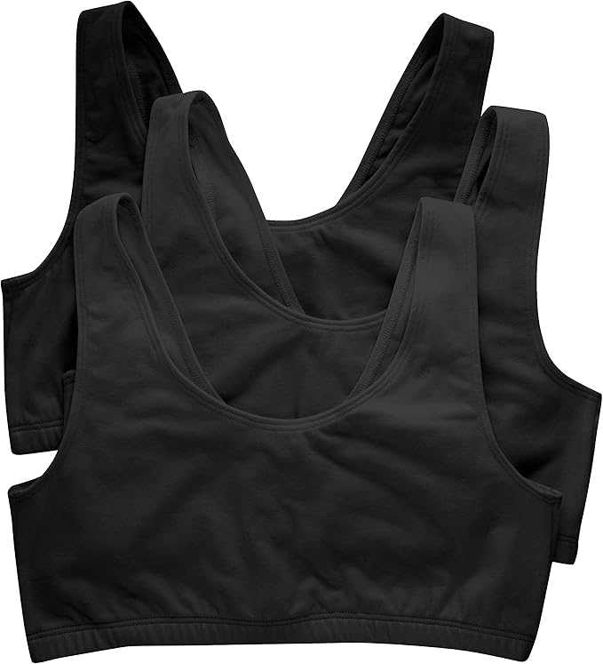 Hanes Women's Pack, Cotton Scoopneck Bralette, Low-Impact Sports Bra, 3-Pack