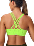 Women's Strappy Sports Bras Light Compression Crop Criss Cross Back Padded Workout Yoga Bra Supportive U Neckline