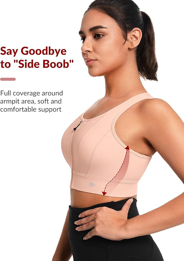 Yvette Front Closure Sports Bras for Women High Support Large Bust Supportive Sports Bra High Impact for Running