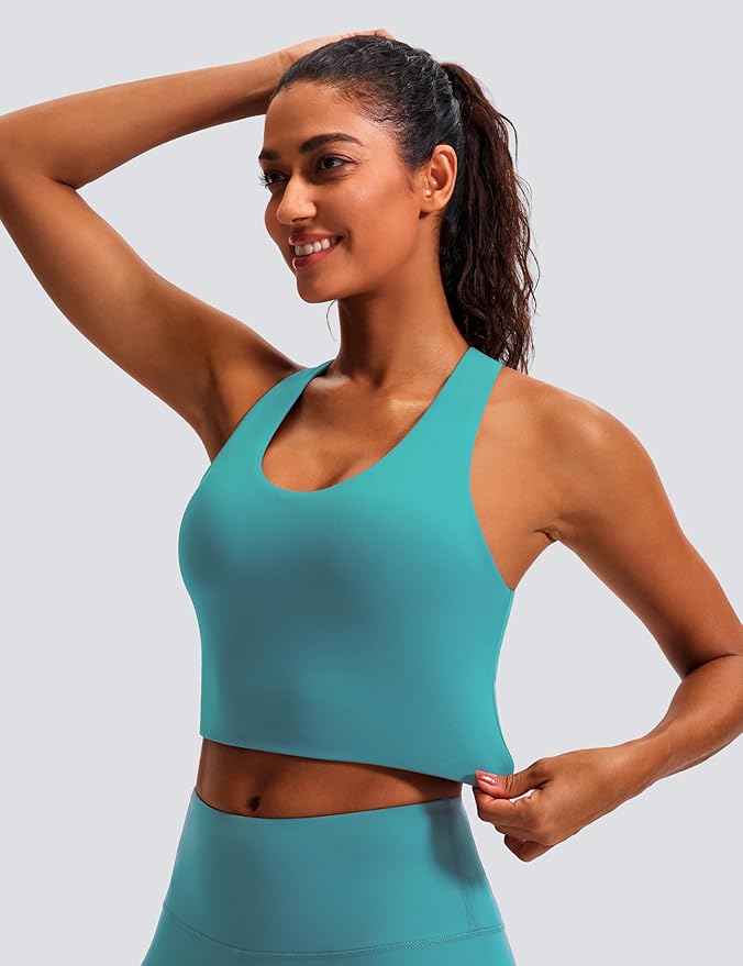 Sports Bras for Women Criss-Cross Back Padded Workout Tank Tops Medium Support Crop Tops for Women