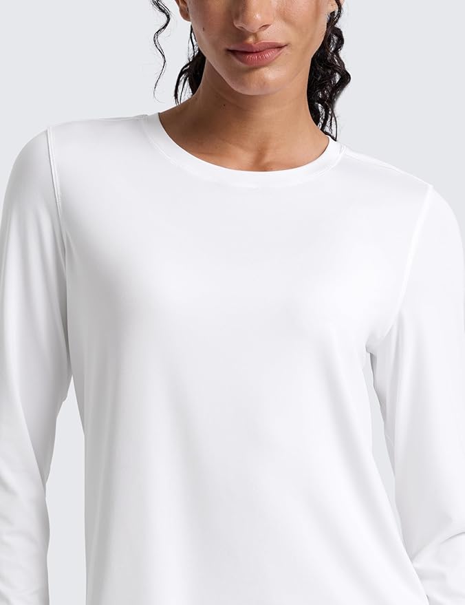 CRZ YOGA Lightweight Workout Long Sleeve Shirts for Women - Gym Running Fall Athletic Training T-Shirts High Neck Tops