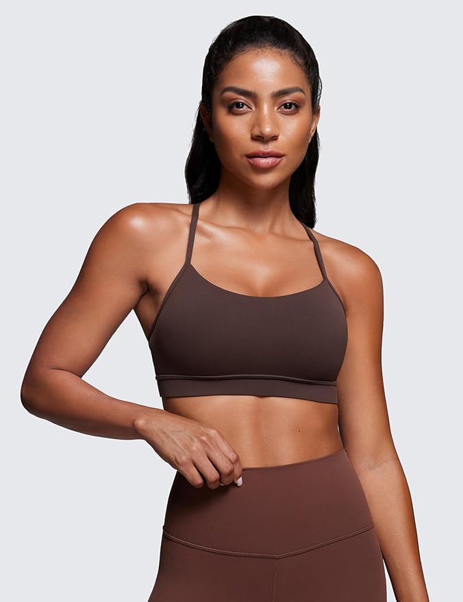 CRZ YOGA Butterluxe Y Back Sports Bras for Women - Padded Racerback Low Impact Spaghetti Thin Strap Workout Yoga Top