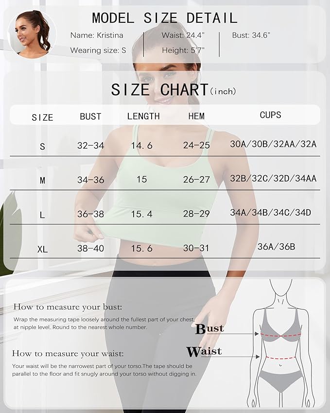 Everrysea Sports Bras for Women High Support Longline Workout Tank Tops Built in Bra Strappy Yoga Padded Crop Top