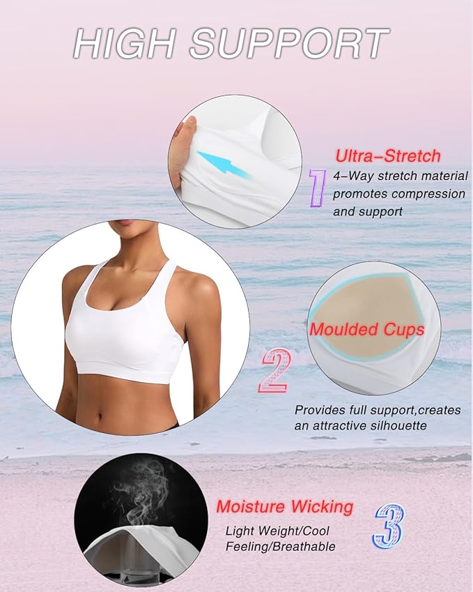 RUNNING GIRL Sports Bras for Women, Molded Cup High Impact Sports Bra Workout Bras for Women High Support Racerback
