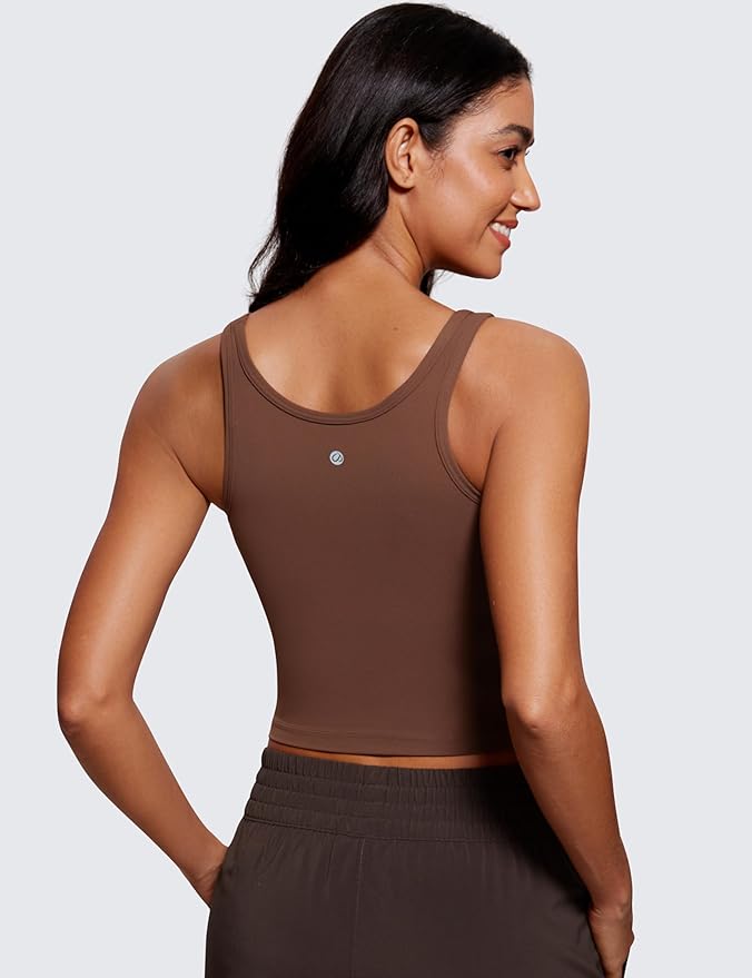 CRZ YOGA Butterluxe Double Lined Tank Tops for Women - Workout Casual Scoop Neck Racerback Crop Sleeveless Shirt