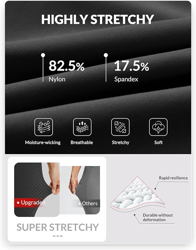 baleaf Women's Capri Leggings with Pockets High Waisted Knee Length Capris Stretch for Casual Yoga Pants Workout Exercise