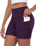 CHRLEISURE Womens Biker Yoga Shorts with Pocket, High Waisted Tummy Control 5 Inch Workout Spandex Athletic Gym Shorts