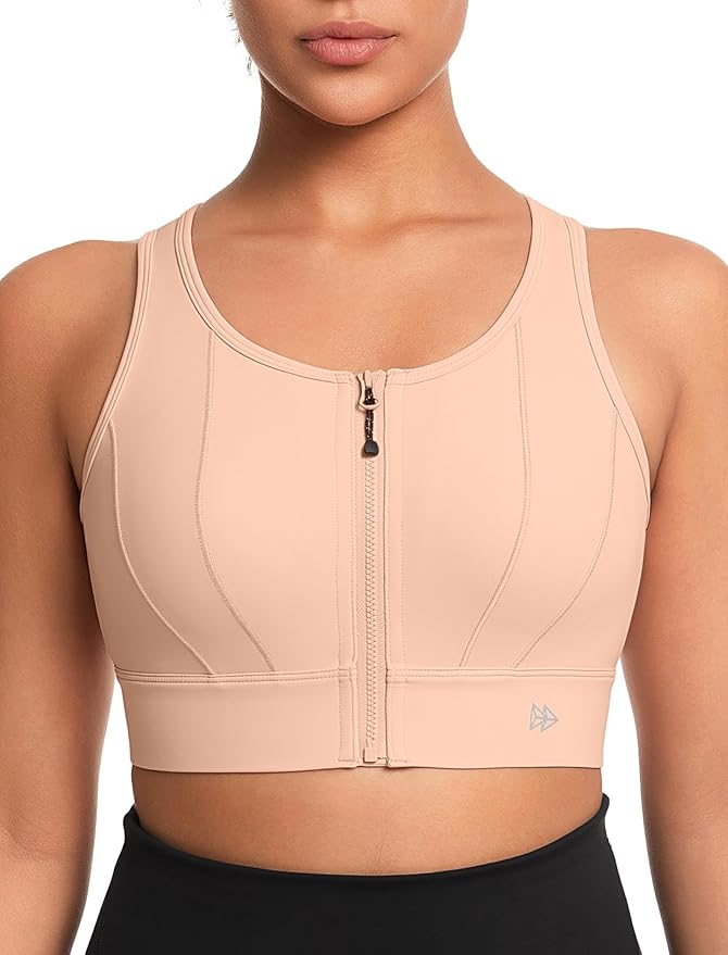 Yvette Front Closure Sports Bras for Women High Support Large Bust Supportive Sports Bra High Impact for Running