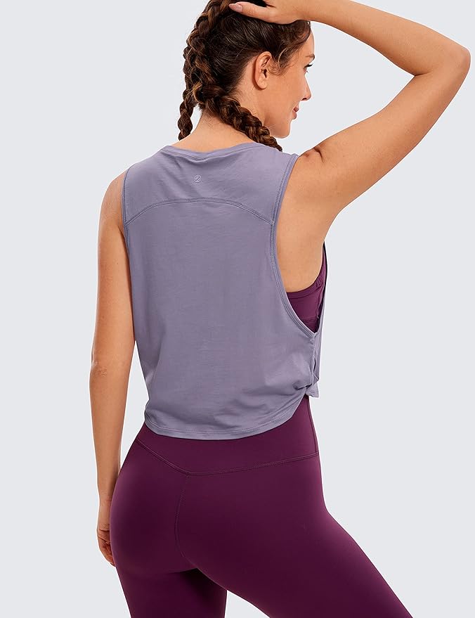CRZ YOGA Pima Cotton Large Armhole Tank Tops for Women - Workout Sport Athletic Yoga Running Gym Loose Crop Sleeveless Shirts