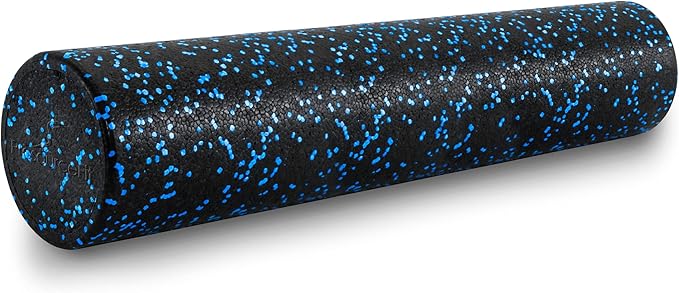 ProsourceFit High Density Foam Rollers 36 - inches long, Firm Full Body Athletic Massage Tool for Back Stretching, Yoga, Pilates, Post Workout Muscle Recuperation, Black/Blue