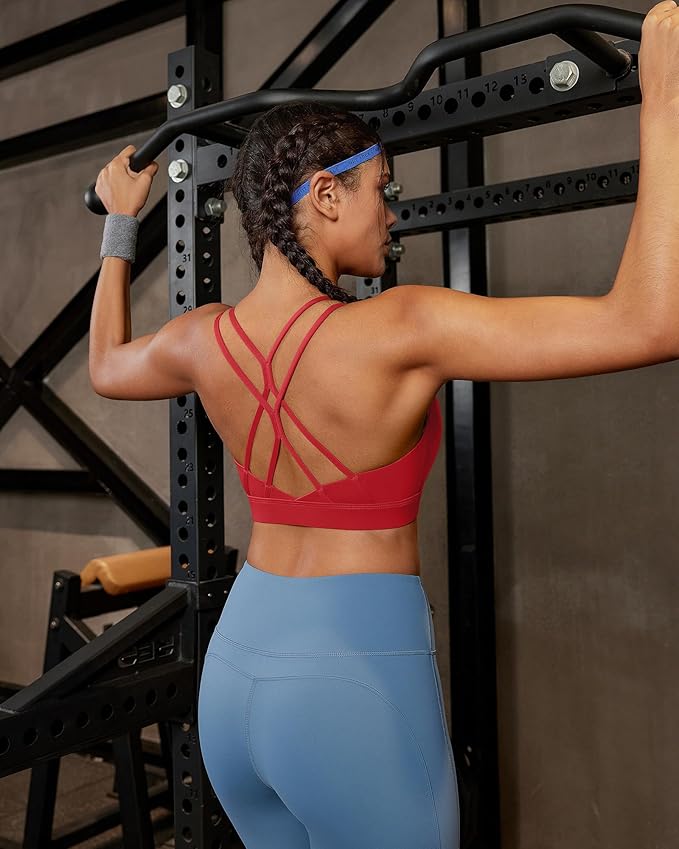 RUNNING GIRL Sports Bras for Women,Strappy Crisscross Back Padded Low Impact Running Sports Bra with Removable Cups