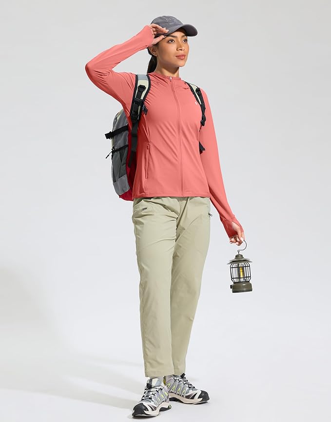 Soothfeel Women's UPF 50+ Sun Protection Hoodie Jacket Lightweight Long Sleeve Sun Shirt for Women with Pocket Hiking Outdoor