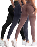 CHRLEISURE Workout Leggings Sets for Women, Gym Scrunch Butt Butt Lifting Seamless Leggings 3 Piece