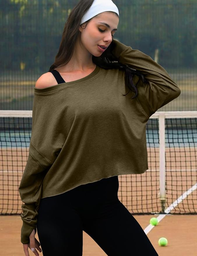 UNIANKIYA Open Back Workout Tops for Women Long Sleeve Cropped Athletic Clothes Gym Running Yoga Low Impact Sports T Shirts