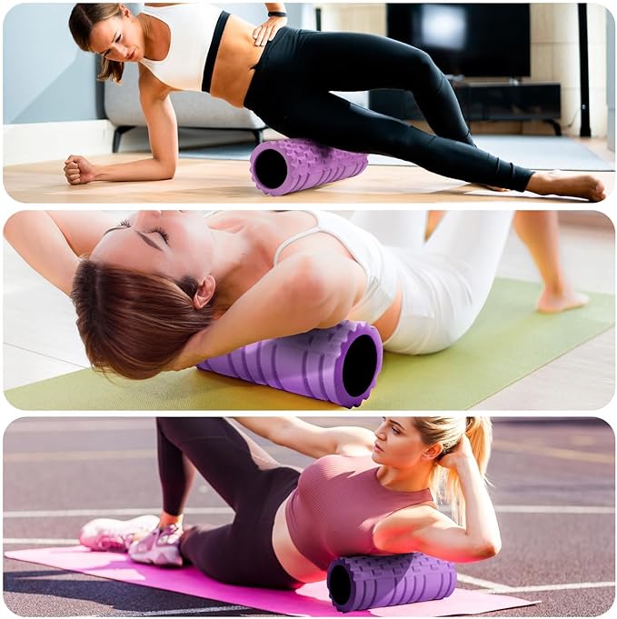 Krightlink Foam Roller for Muscle Massager, Patented 13" High Density Exercise Roller for Muscle and Myofascial Trigger Point Release, Yoga, Back Roller for Fitness, Yoga (Purple)